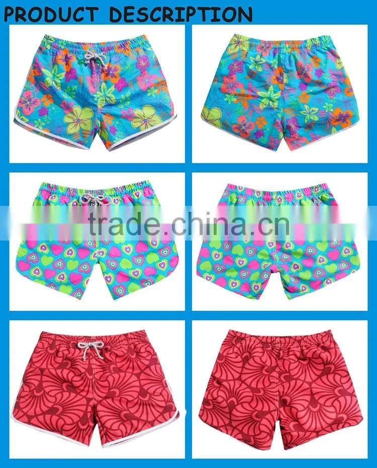 Custom Print Colorful Ladies Hot Beach Shorts Women's Fashion Surfing Board Shorts