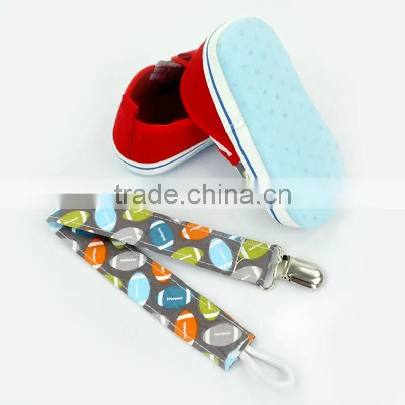 Cute Rugby Pattern Newborn Crib Shoes Baby Shoes Matching Pacifier Clip