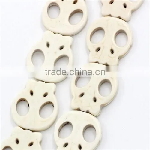 (Grade B) Synthetic Halloween Skull White howlite Beads 28x25mm
