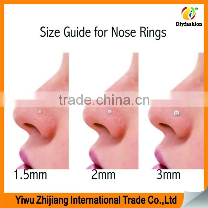 925 Silver Jewelry Flower Diamond Nose Stud with ball Pericing body jewelry