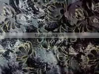 New design,100 polyester velvet curtain fabric,black yellow flower pattern fabric