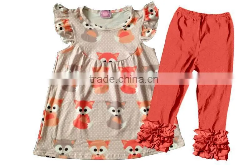 Smocked Children Halloween Raglan Clothing wholesale Girls Fall Boutique Outfits Ruffle Icing Pants For Children