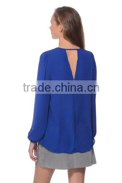 Fashion Sexy Indian Women Long Sleeve V Neck In Blouse Girls Solid Color Casual Chiffon Shirts