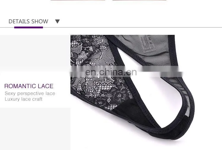 2016 Newest Luxurious lace thong sweet sexy ladies underwear black color sexy panties cotton