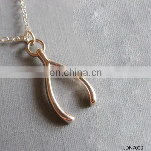 Hot selling meaning love wishing bone gold plated pendant necklace jewelry