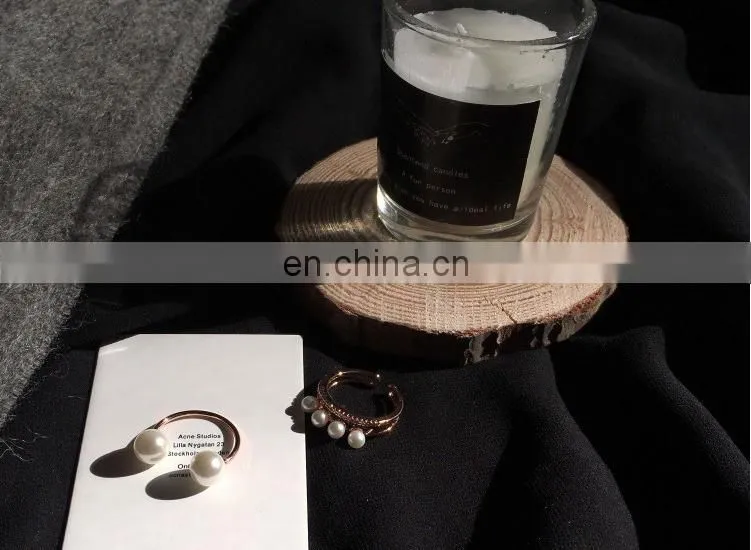 2PCS/Set Contracted design Beautiful and Elegant Pearl Zircon Women's Pearl Finger Ring