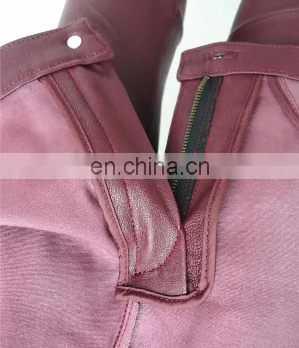 2015 elegant fashion ladies tight black stretch leather pants wholesale leather leggings