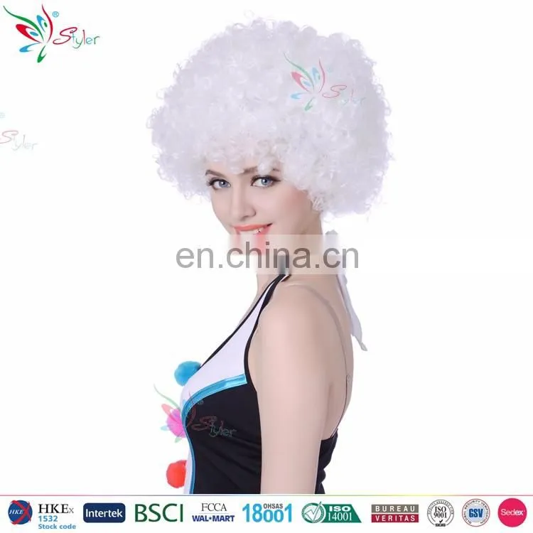 halloween carnival synthetic fibre 140g black and white afro fans wig