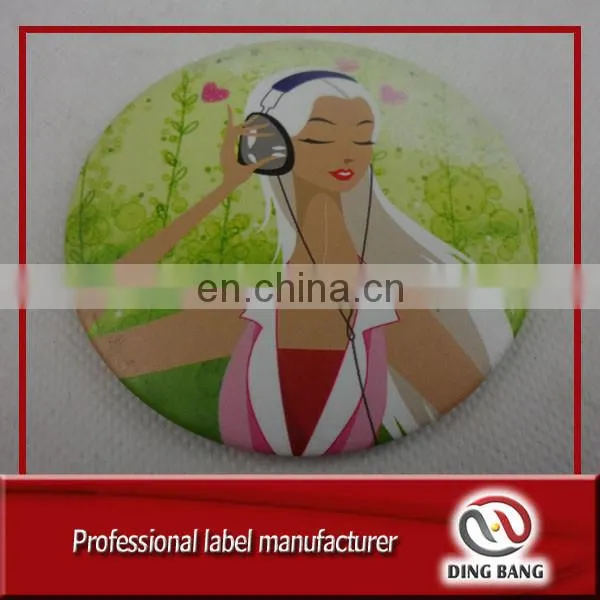 Wholesale Cheap High Quality OEM Logo Printed Custom Valentine'sDay Souvenir Round Makeup Metal Hand Tin Mirror