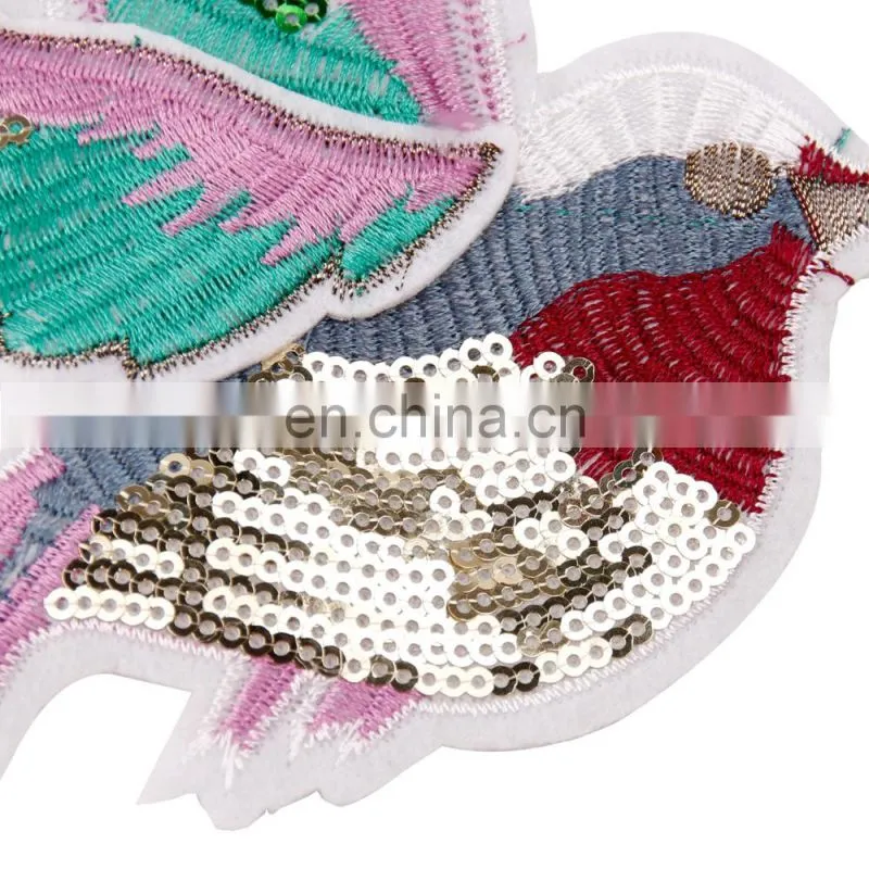 2017 Hot Sale Fashion Applique Embroidery Bird Patch with Sequins and Beads
