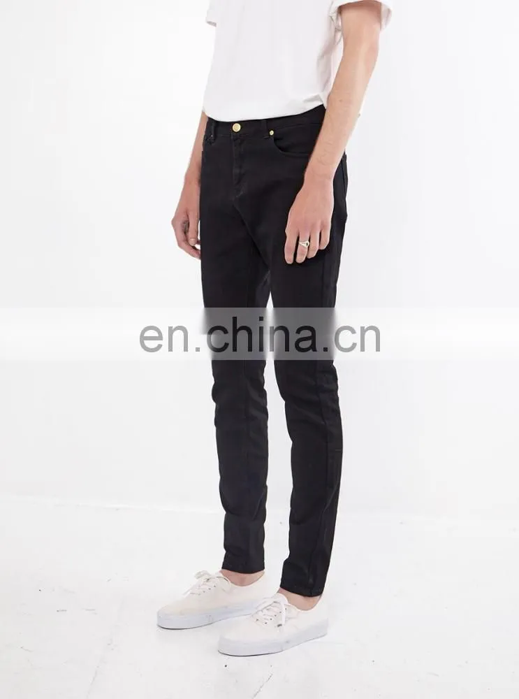DiZNEW Custom High Waisted Men Black Straight Leg Stretch Bull Jeans