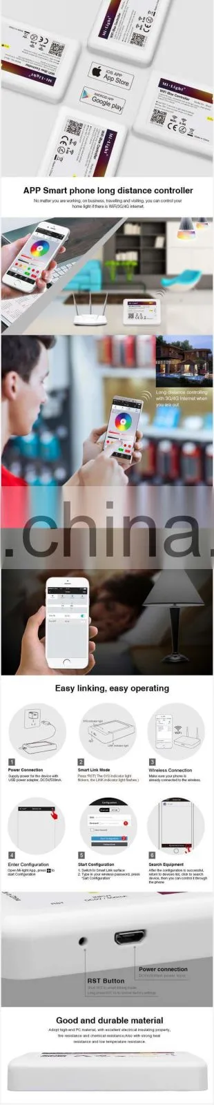 Milight 2.4G rgb rgbw dim ct led wifi box led wifi controller