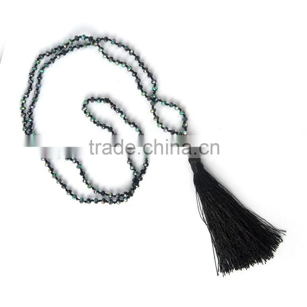 wholesale 2016 fashion crystal beads necklace Buddha head smooth Tassel Pendant LY1602