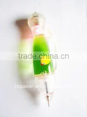 Acrylic liquid pen with liquid filled and cartoon floater