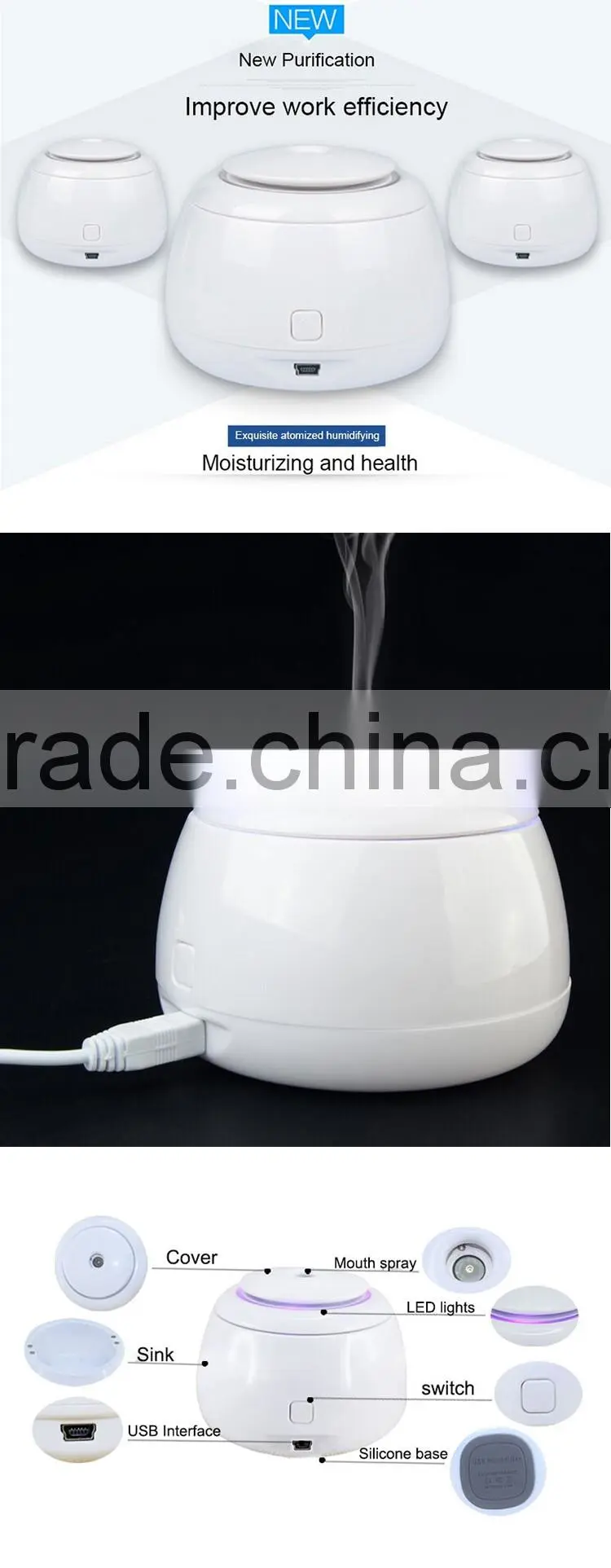 Romatic Battery Powered Purify Air USB Humidifier Aromatherapy Aroma Diffuser