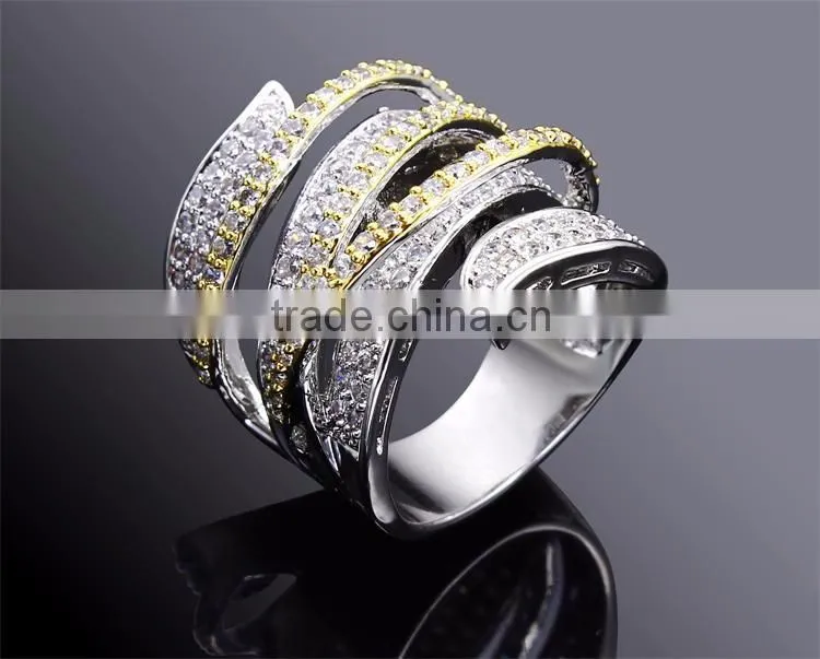 Exclusive New Unique Design Cubic Zircon Wedding Party Contrast Jewelry Ring