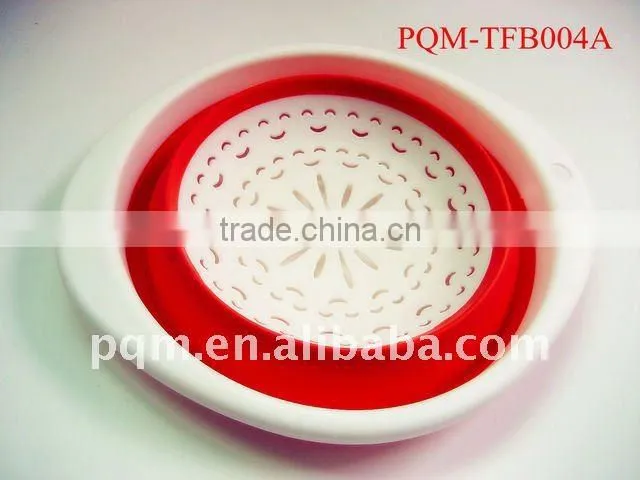 3-tiers plastic foldable colander bowl 004A