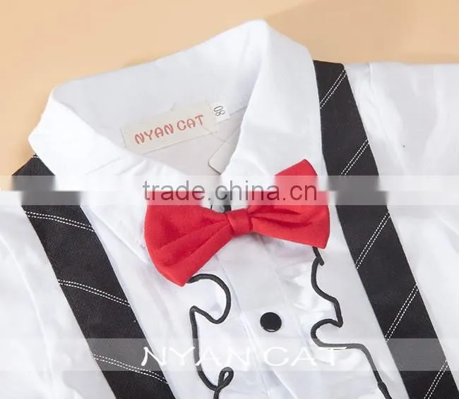 New Arrival Gentleman Kids Clothes Cute baby boy cotton jumpsuits breathable handsome boy clothing tie lace strap baby rompers
