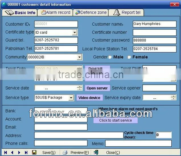 SSG Compatible with camera wireless touch gsm alarm for central monitor station