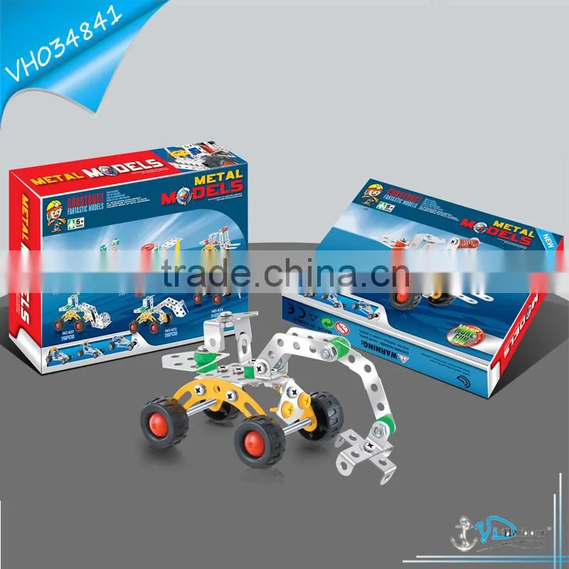 Intellectual DIY Metal kids Assembling Construction Toy Army Trucks