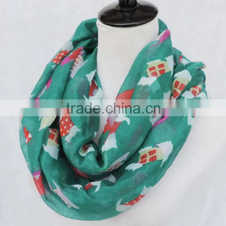 Newest Style Colorful Cute Animal Dog Printed Polyester Voile Round Infinity Scarf