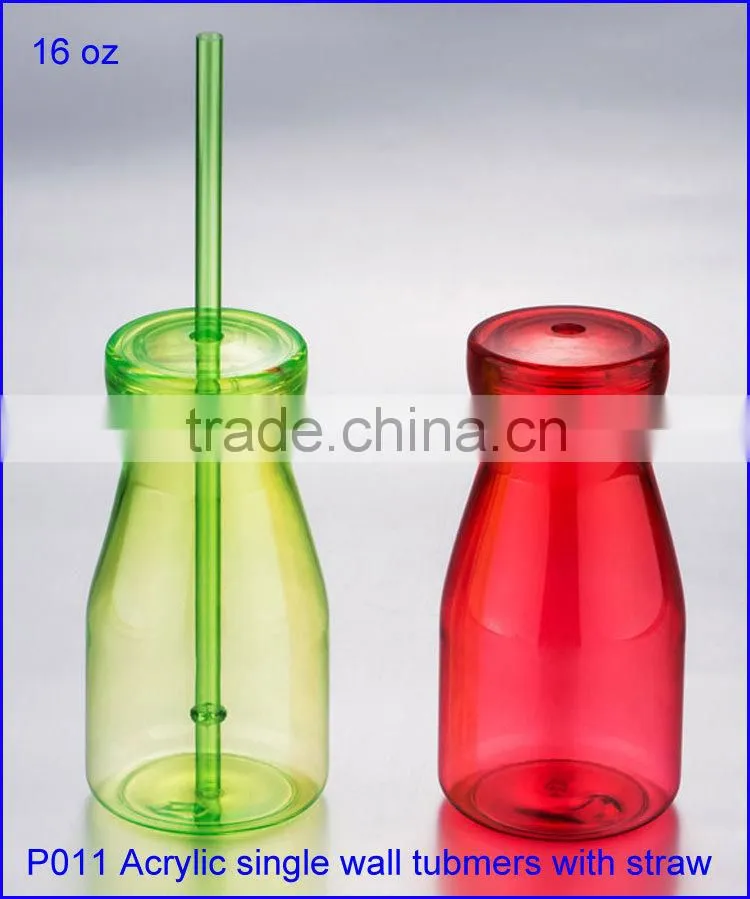 BPA free Acrylic double wall tumblers with straw new plastic cups FDA standard