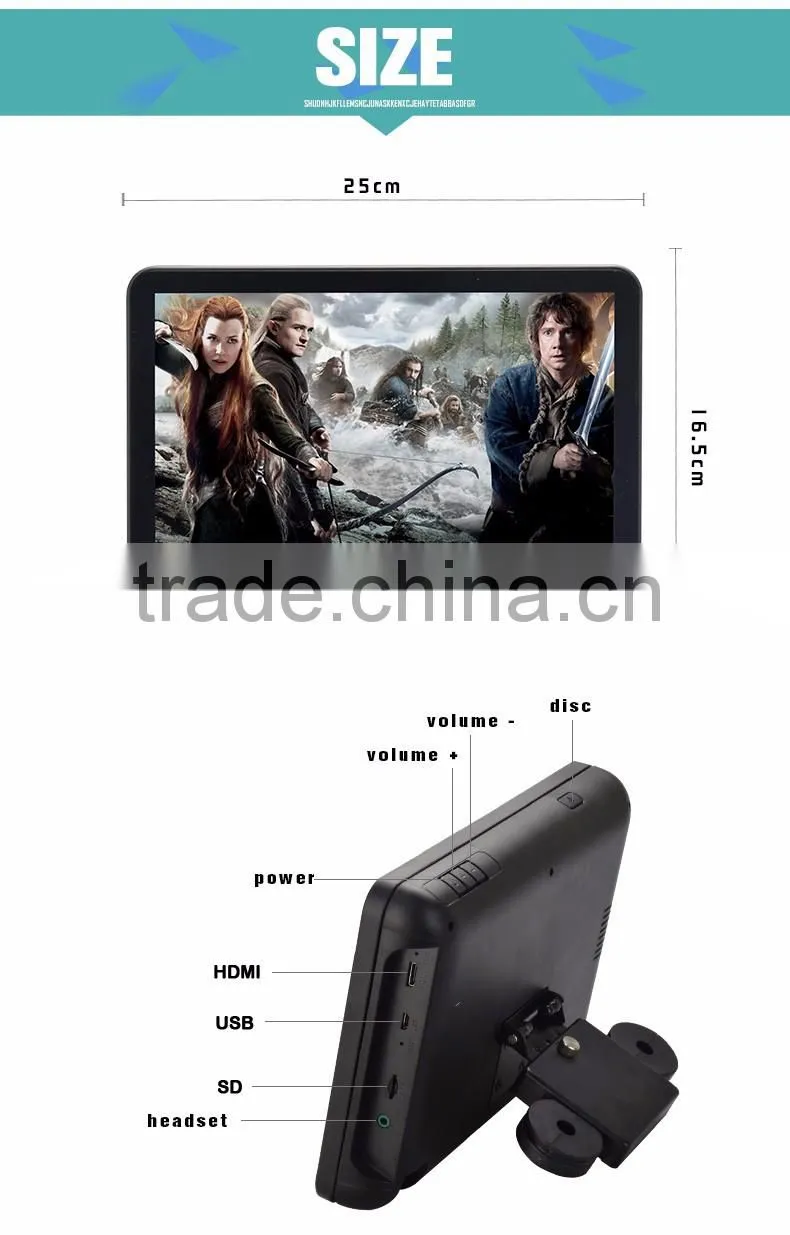 Hot selling 10.1inch android car headrest DVD player with andorid operate system
