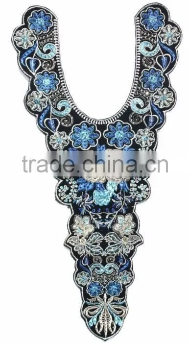 Garment accessory trims,Cheap OEM/ODM Fashion Embroidery Flower neckline applique collar