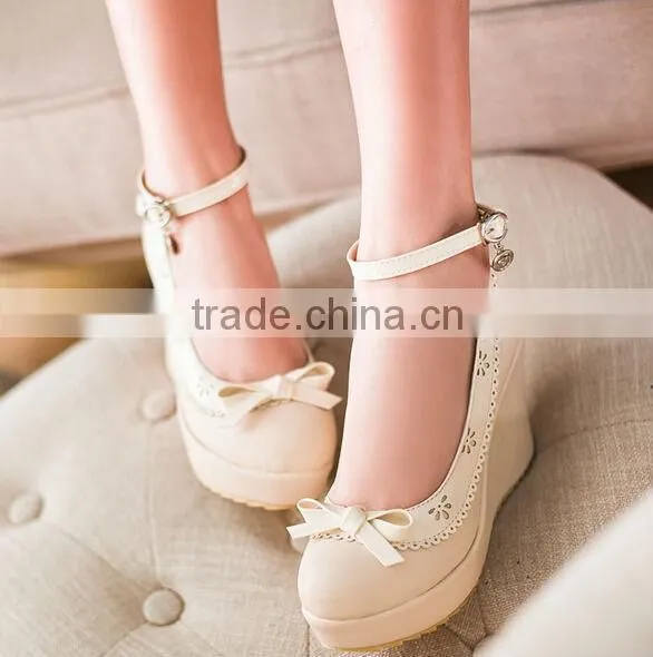 Hot selling fancy lady wedge shoes cute wedge heels OEM factory