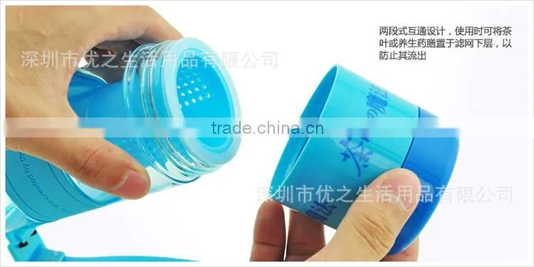Custom Tea Water Bottle Infuser Fashion clean PP plastic water bottle