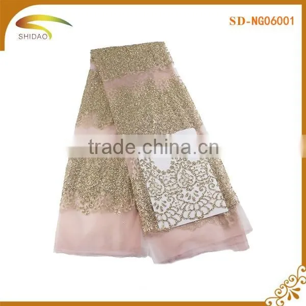NG06007 Customers wholesale African glitter lace for garment wedding dress making fabric