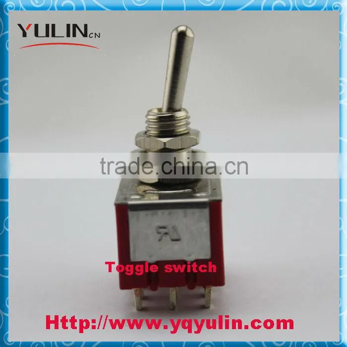 YULIN 9Pins Red Base Mini ON OFF ON 3Amp 125Vac 3-Way Toggle Switch