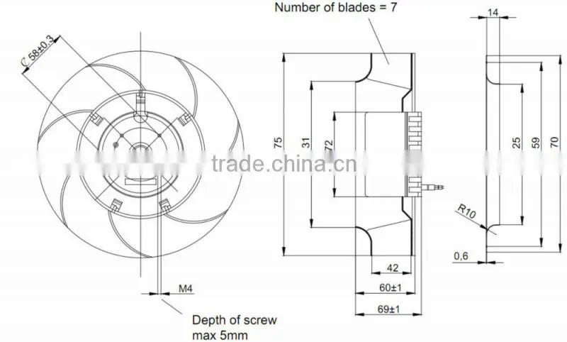 24V centrifugal cooling cabinet fan with high flow 608m3/h