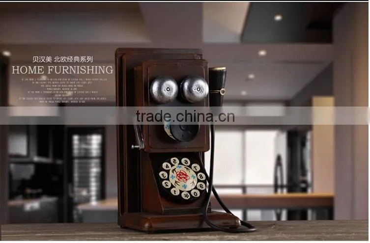 Retro antique iron craft artificial telephone home decoration