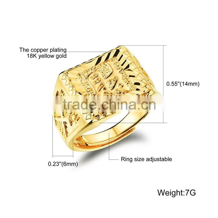 copper men style plated jewellery fake gold ring 18k