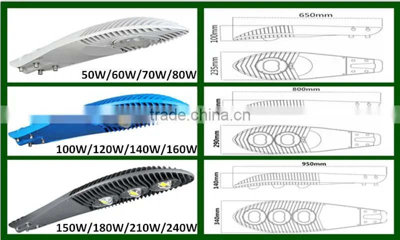 Road led street lighting outdoor 100w/120w/160w COB LED street light aluminum die casting housing lamp
