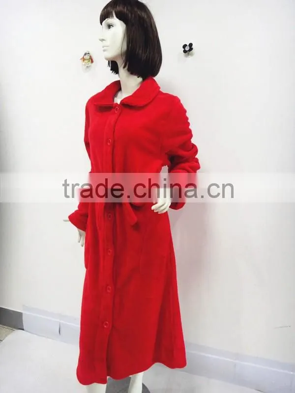 Red classic warm bind night robe woman