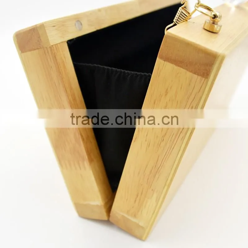 custom national style wooden purse eveing bag wood clutch