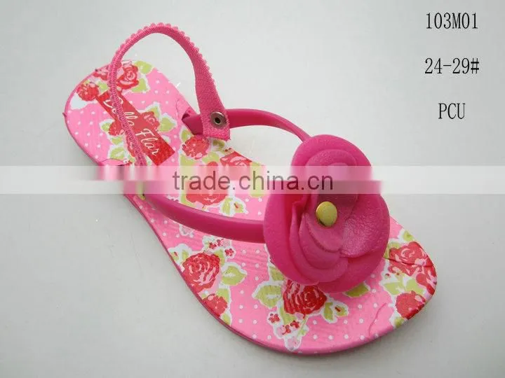 2014 Hot Selling and Fashion PCU Kids Flipflops with Various Colors