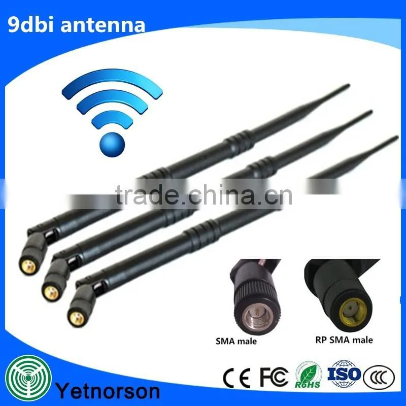 External 9dbi 2400-2500MHz wifi router antenna with SMA male connector