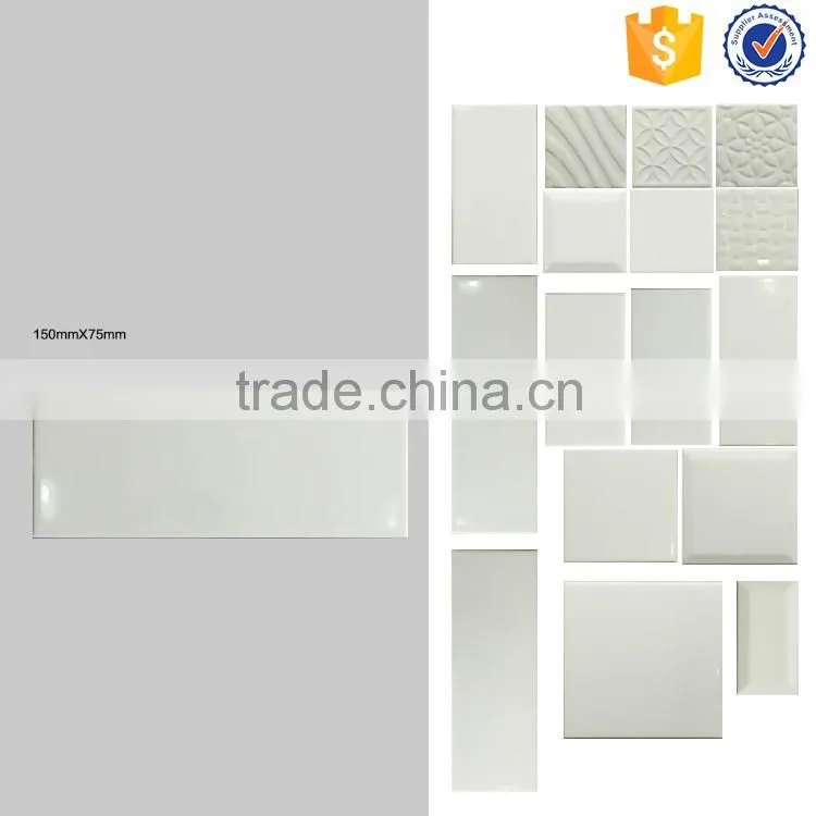 glossy ceramic wall tile 75x150, pure white kitchen and bathroom indoor tiles cheap
