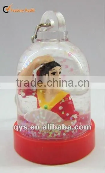 Spanish Fan Dancer Keychain, Acrylic Liquid Key Chain