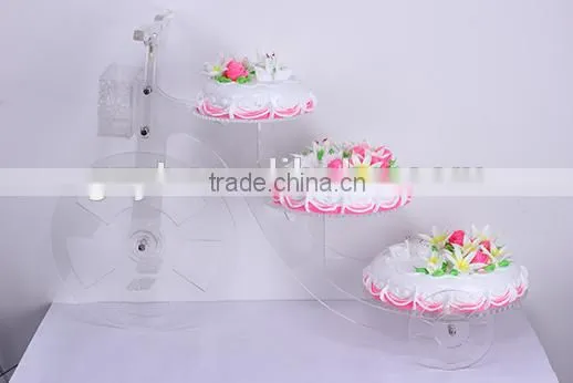 3-tiered crystal cake tray display wedding cake stand