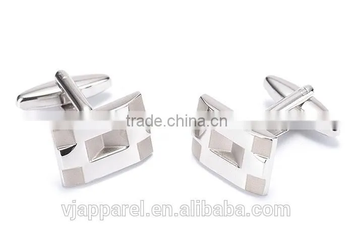 Laser Carved Rhodium Cufflinks