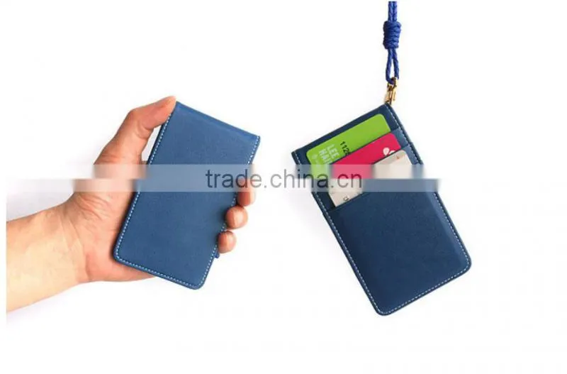 Black Faux Leather Business ID Credit Card Badge Holder with Card Pocket