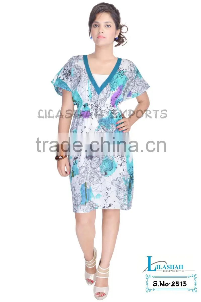 Cotton Floral Dress beach dress for girls Print Soft Rayon Printed Indian 2513