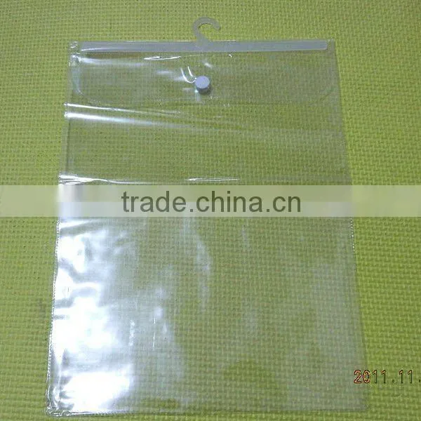 clear vingl PVC zipper bags with hangers China mainland