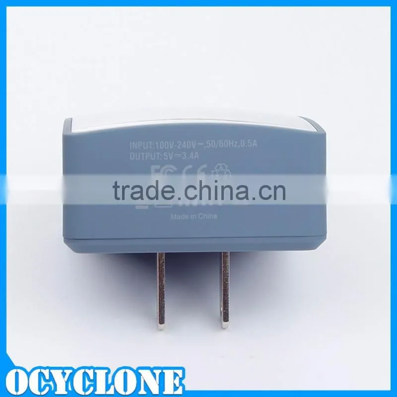 2 ports usb phone travel charger with micro data cable