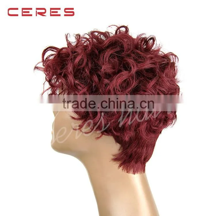 short cosplay wig lace wig human hair for christmas or halloween party wig