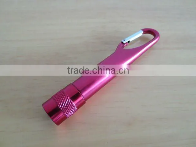 Aluminium mini carabiner LED Flashlight/Torch with rotating switch